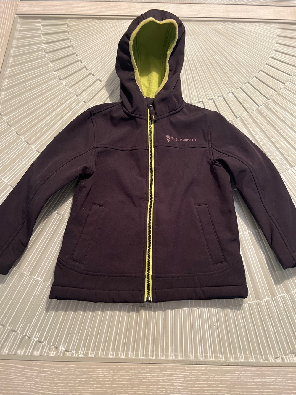 Free Country Black Hooded Jacket with Lime Interior and Zipper